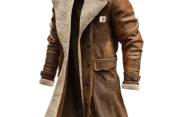Carhartt-Mens-Vintage-Brown-Suede-Leather-Coat-With-Faux-Fur-Lining