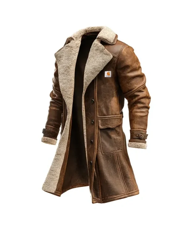 Carhartt-Mens-Vintage-Brown-Suede-Leather-Coat-With-Faux-Fur-Lining