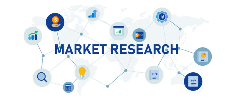 Market research data analysis of customer or company financial global concept of business interconnected icon set illustration