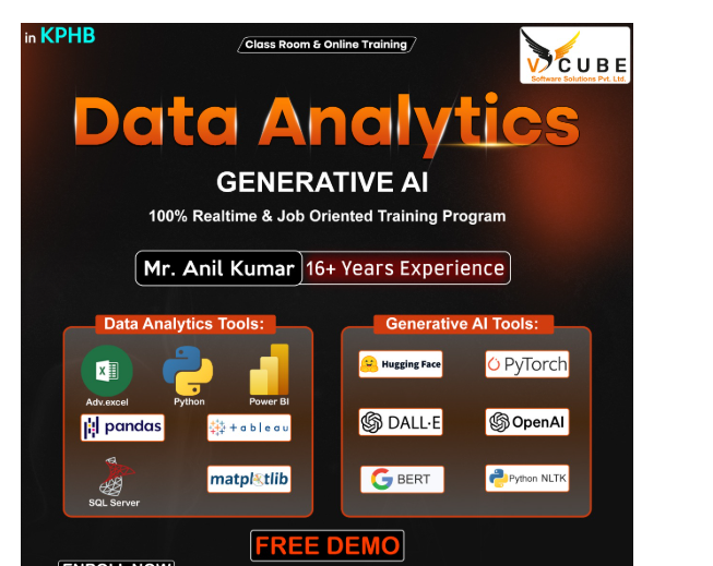 Join V Cube Software Solutions for Data Analyst and Power BI training in Hyderabad with placement support, certification, and live projects.