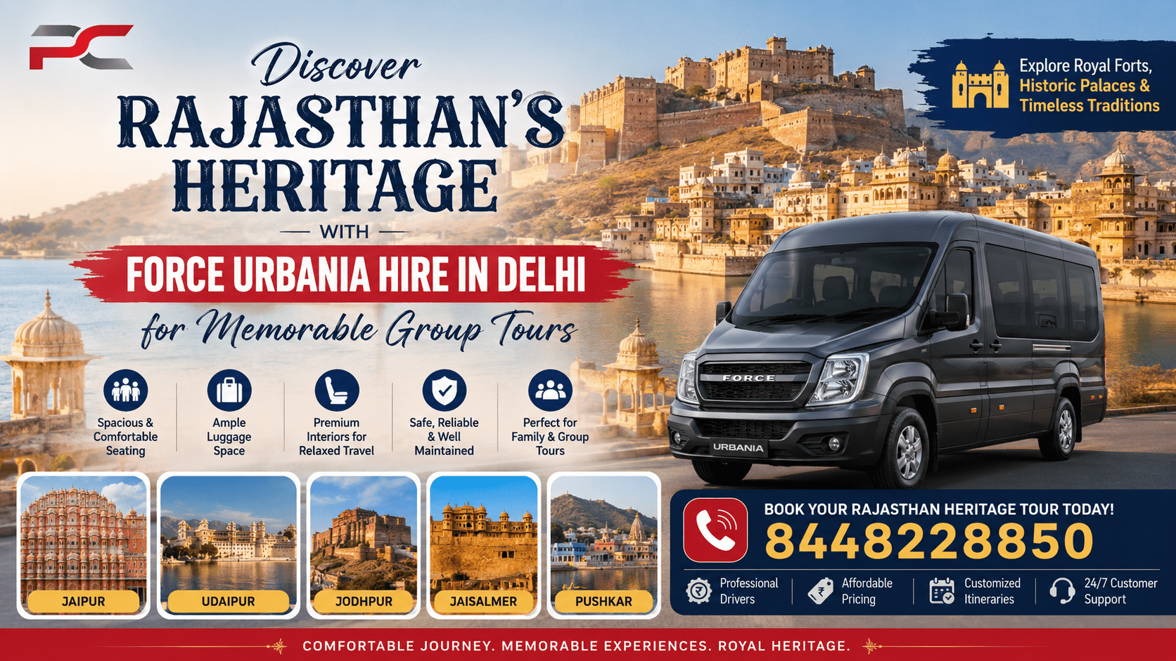 Discover Rajasthan’s Heritage with Force Urbania Hire in Delhi for Memorable Group Tours